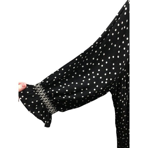 Bobeau Top Women's Size 2X Black White Spots Button Up - Picture 3 of 5